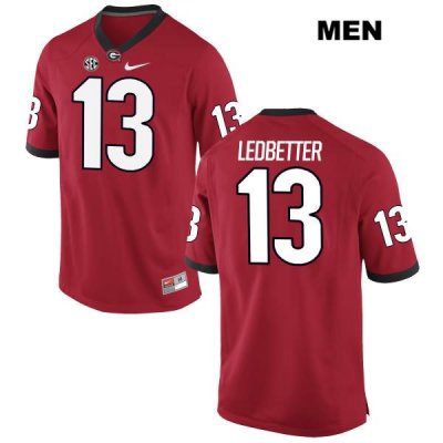 Men's Georgia Bulldogs NCAA #13 Jonathan Ledbetter Nike Stitched Red Authentic College Football Jersey LQH6554CQ